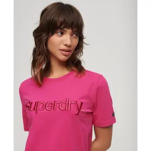 T-Shirt mit tonal gesticktem Logo für Frauen Superdry image-3
