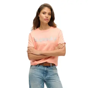 T-shirt med logotyp i metallic för damer Superdry Core image-1