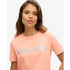 T-shirt med logotyp i metallic för damer Superdry Core image-4