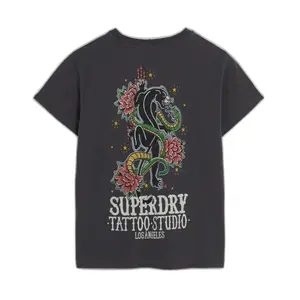 Camiseta efecto tatuaje de strass para mujer Superdry image-1