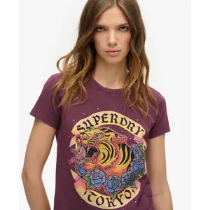 Camiseta ajustada con strass efecto tatuaje mujer Superdry image-4