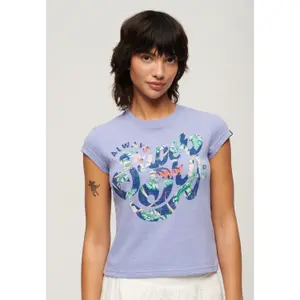 Camiseta con mangas de flores para mujer Superdry image-1