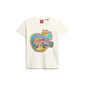 Eng anliegendes T-Shirt mit Neonmotiv, Damen Superdry Motor image-0