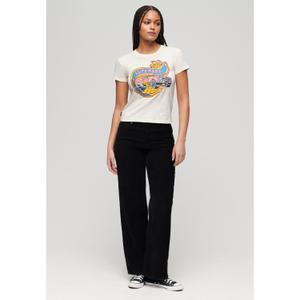 Eng anliegendes T-Shirt mit Neonmotiv, Damen Superdry Motor image-1
