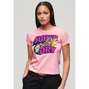 Eng anliegendes T-Shirt mit Neonmotiv, Damen Superdry Motor image-1