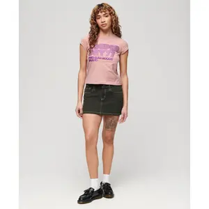 Camiseta con logo brillante para mujer Superdry Retro image-1