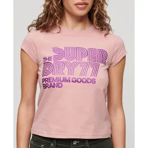 Camiseta con logo brillante para mujer Superdry Retro image-3