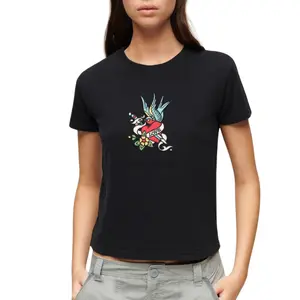 T-shirt ajustado bordado efecto tatuaje mujer Superdry image-1
