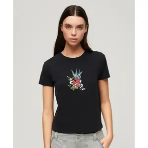 T-shirt ajustado bordado efecto tatuaje mujer Superdry image-2