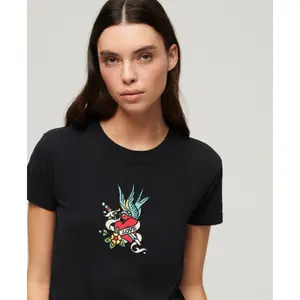 T-shirt ajustado bordado efecto tatuaje mujer Superdry image-4
