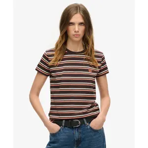 Camiseta ajustada a rayas mujer Superdry Essential Logo image-1