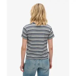 Camiseta ajustada a rayas mujer Superdry Essential Logo image-3