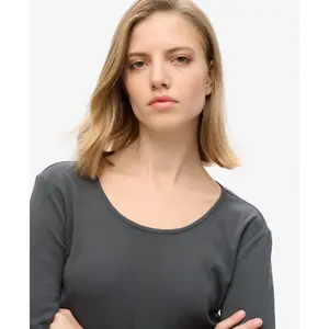 T-shirt a maniche lunghe a coste sottili e scollatura ampia donna Superdry image-4