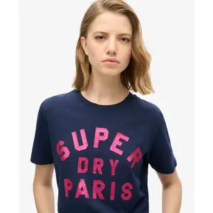 T-shirt décontracté avec logo pailleté femme Superdry image-4