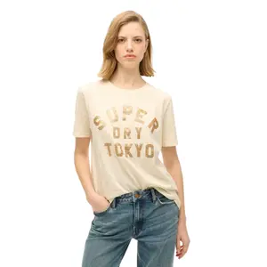 T-shirt décontracté avec logo pailleté femme Superdry image-1