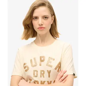 T-shirt décontracté avec logo pailleté femme Superdry image-4