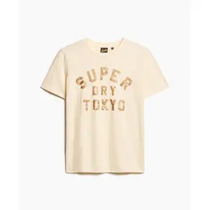 T-shirt décontracté avec logo pailleté femme Superdry image-0