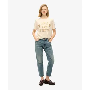 T-shirt décontracté avec logo pailleté femme Superdry image-2