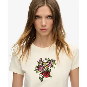 Women's fitted T-shirt Superdry Small Tattoo Rhinest image-4