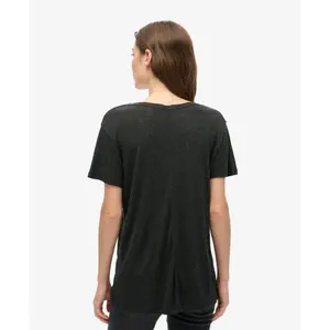 Camiseta de algodón con cuello en V y texto bordado para mujer Superdry Studio image-2