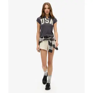 Women's patterned T-shirt with a scalloped neckline Superdry Athletic Essentials image-2