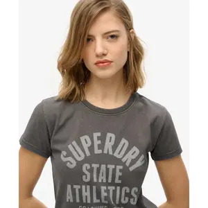 Camiseta entallada con motivo femenino Superdry Athletic image-3