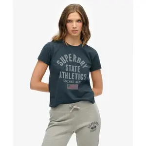 Camiseta entallada con motivo femenino Superdry Athletic image-1