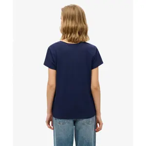 Camiseta informal de cuello en V para mujer Superdry Suika Metallic image-2