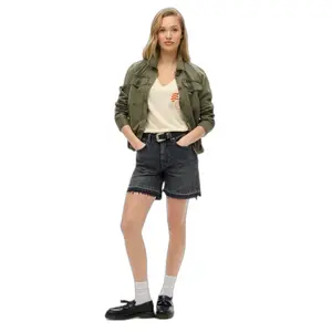 Camiseta informal de cuello en V para mujer Superdry Suika Metallic image-1