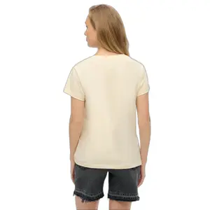 Camiseta informal de cuello en V para mujer Superdry Suika Metallic image-2