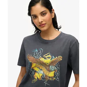 Camiseta casual con estampado para mujer Superdry Biker Rock image-4