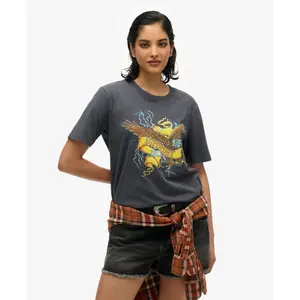 Camiseta casual con estampado para mujer Superdry Biker Rock image-1