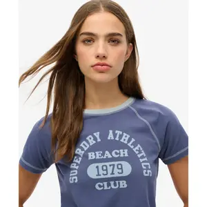 Camiseta de manga raglan com estampa feminina Superdry Athletic image-3