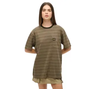 Oversized stribet tekstureret T-shirt med lomme til kvinder Superdry image-1