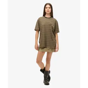 Oversized stribet tekstureret T-shirt med lomme til kvinder Superdry image-2