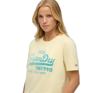 Tvättad T-shirt för dam Superdry Vintage Logo image-3