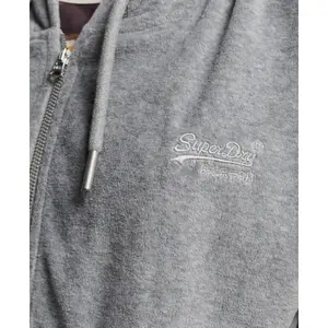 Sweatshirt à capuche zippé Velour en coton biologique femme Superdry Vintage Logo image-3
