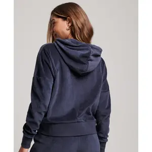 Sweatshirt à capuche zippé Velour en coton biologique femme Superdry Vintage Logo image-2