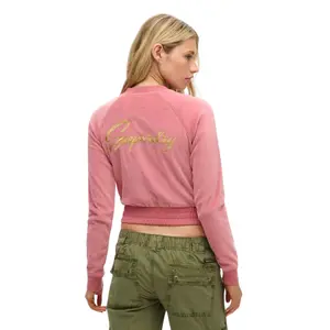 Embroidered velvet zip-up sweatshirt for women Superdry image-2