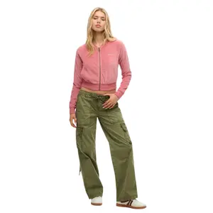 Embroidered velvet zip-up sweatshirt for women Superdry image-1
