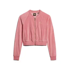 Embroidered velvet zip-up sweatshirt for women Superdry image-3
