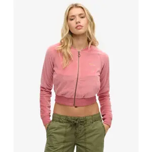 Embroidered velvet zip-up sweatshirt for women Superdry image-0