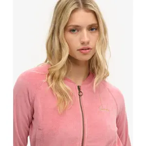 Embroidered velvet zip-up sweatshirt for women Superdry image-4