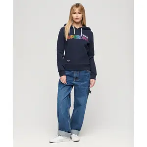 Felpa con cappuccio donna con logo arcobaleno Superdry image-2