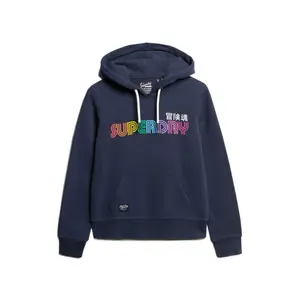 Felpa con cappuccio donna con logo arcobaleno Superdry image-0