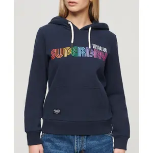Felpa con cappuccio donna con logo arcobaleno Superdry image-3
