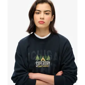 Loose fit crew neck sweatshirt for women Superdry Travel Souvenir image-4
