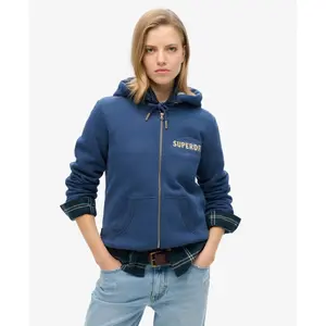 Hættetrøje med lynlås og metal-logo til damer Superdry Luxe image-1
