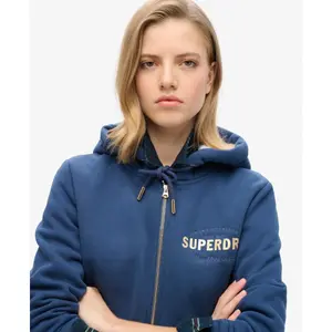 Hættetrøje med lynlås og metal-logo til damer Superdry Luxe image-3