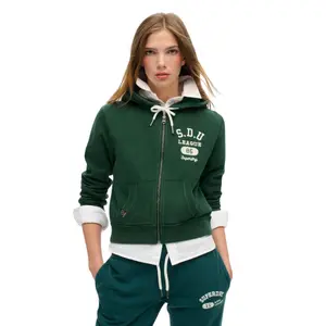 Casual cropped zip-up hoodie for women Superdry Athletic Essentials image-1